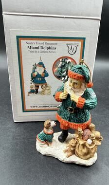 The Memory Company Santa's Friend Miami Dolphins Santa Figurine 2002 LE EUC -51D